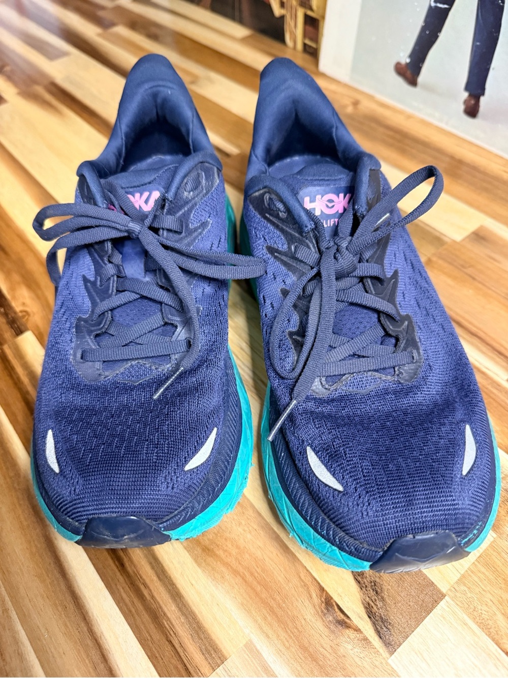 Hoka Women's Navy and Teal Athletic Running activewear sporty streetwear casual